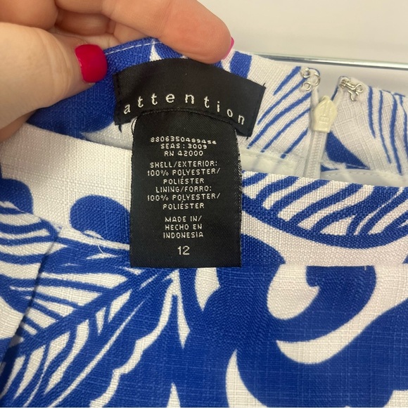 Attention Royal Blue White Dress Skirt Sz 12 - Picture 4 of 6